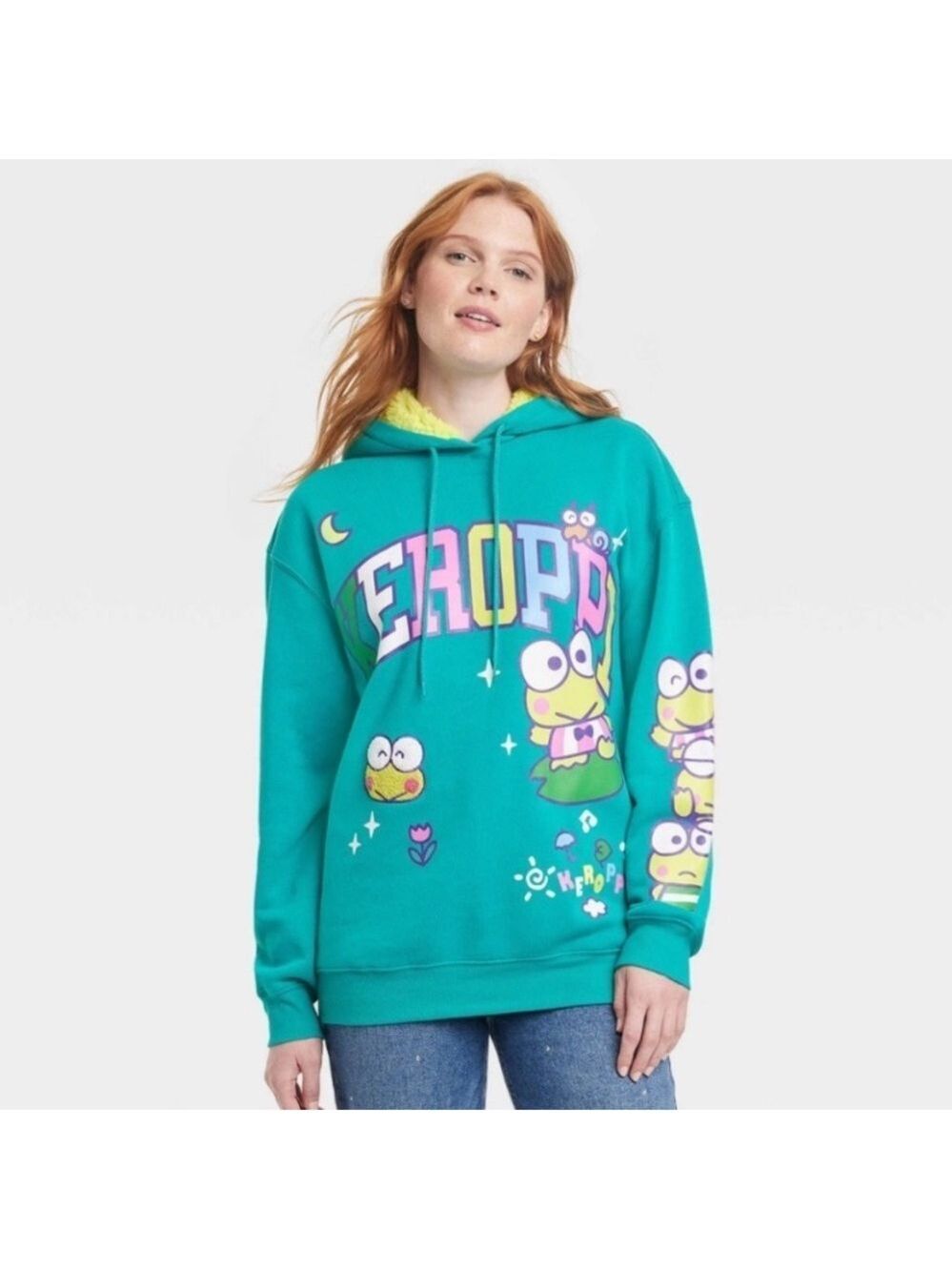 Sanrio Keroppi Fuzzy Lined Graphic Green Hoodie - Size XS